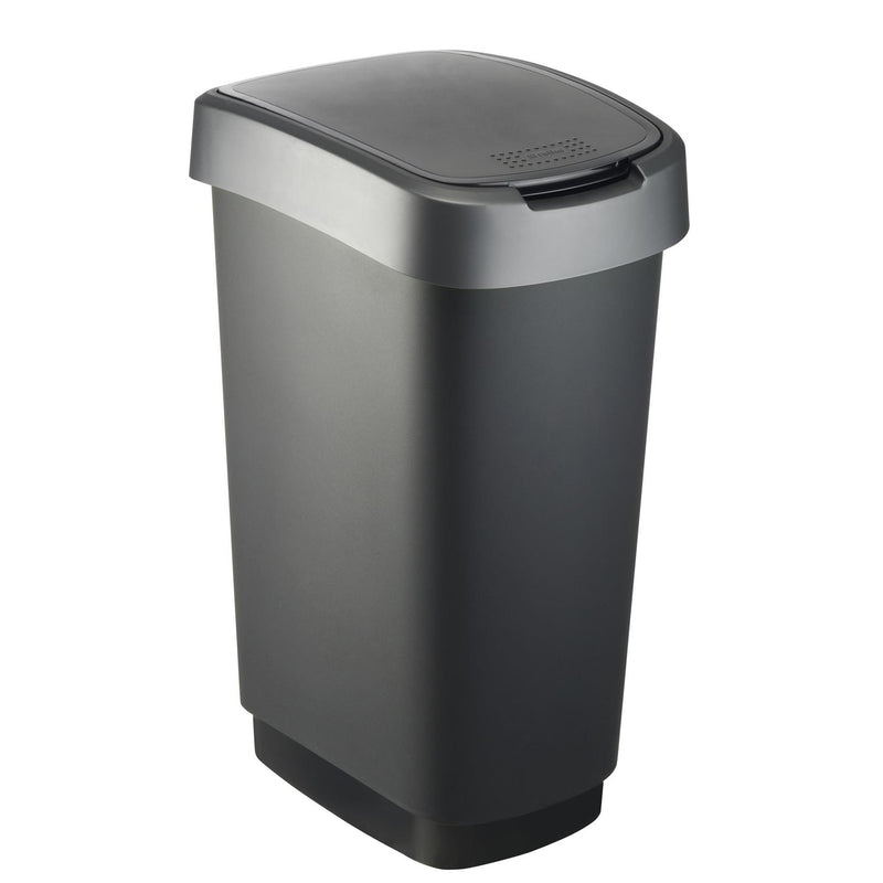 Load image into Gallery viewer, Rotho twist afvalbak 50l dark silver
