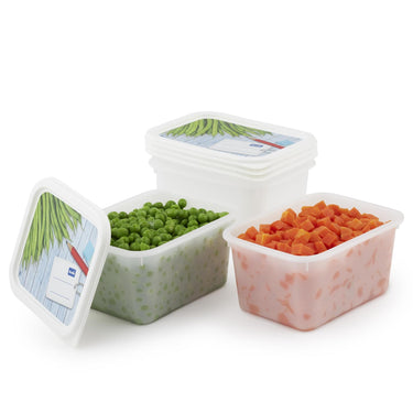 Rotho domino diepvriesdozenset 4-delig 0,75l etiket decor beschrijfbaar