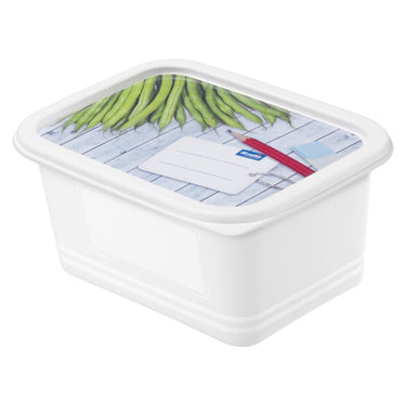 Rotho domino diepvriesdozenset 4-delig 0,75l etiket decor beschrijfbaar
