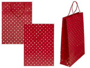 Ootb geschenktasje shiny hearts rood 25x8,5x34cm