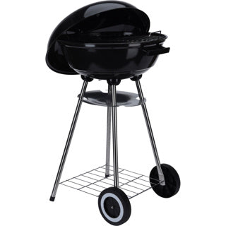 Overige merken kogelgrill houtskoolbarbecue op wielen 46 cm zwart