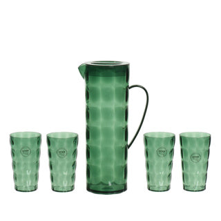 Load image into Gallery viewer, Schenkkan met 4 drinkglazen kunststof groen set van 5
