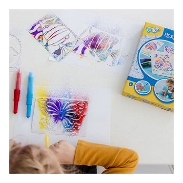 Totum spraypens 5 blaaspennen knutselset incl. unicorn en dieren sjablonen - creatief speelgoed vanaf 4 jaar - knutselen tekenen en schilderen cadeau tip