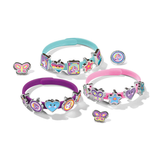 Totum unicorn 3 schuif armbandjes maken met 18 bedels - knutselset - speelgoed knutselen meisjes en jongens vanaf 3 jaar