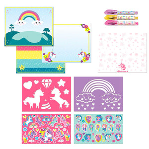 Totum unicorn designer vakantie doeboek stickeren, tekenen en schrijven - creatief speelgoed meisjes vanaf 3 jaar - 25 delig - incl. stickers en sjablonen knutselen