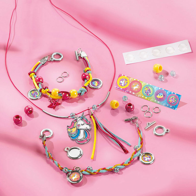 Afbeelding laden in galerijviewer, Totum unicorn knutselkoffer 2-in-1 knutselset armbandjes maken en diamond painting - creatief speelgoed meisjes vanaf 5 jaar cadeau tip knutselen sieradenpakket
