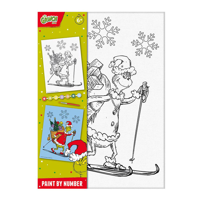 Chargez l'image dans la visionneuse de la galerie, Totum the grinch - canvas schilderen op nummer the grinch - a4 formaat schilderijtje maken - knutselset jongens en meisjes vanaf 6 jaar incl. versftrip en penseeltje - cadeau tip
