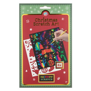 Creative craft group scratchkunst regenboog kerstmis met sjabloon - 4st.