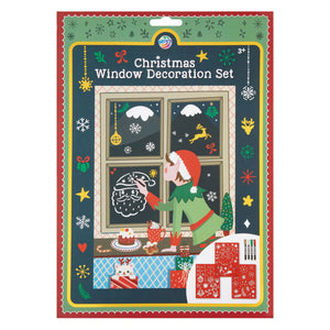 Creative craft group raam decoratie set kerstmis - 3 sjablonen en 4 viltstiften
