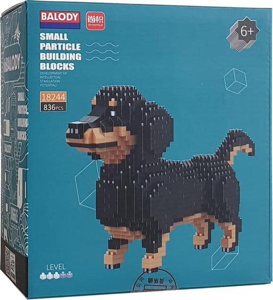 Balody teckel hond met nanoblocks mini lego bouwstenen 836 onderdelen