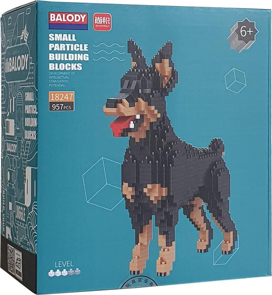 Balody dobberman hond met nanoblocks mini lego bouwstenen 957 onderdelen