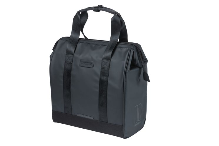Load image into Gallery viewer, Basil tas grand tarpaulin shopper zwart mik hooks | 23l
