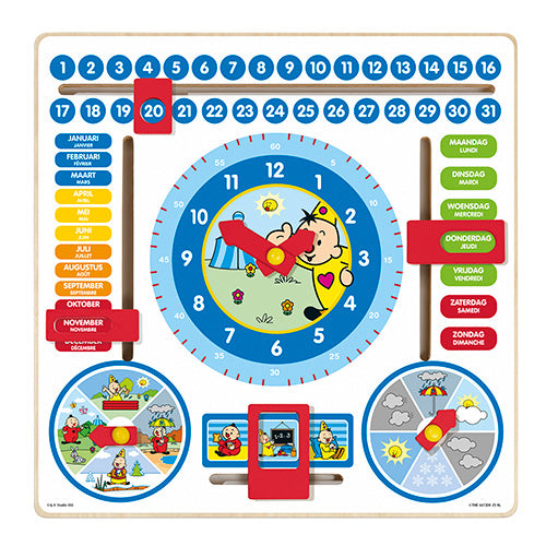 Load image into Gallery viewer, Bambolino Toys Houten Kalenderklok
