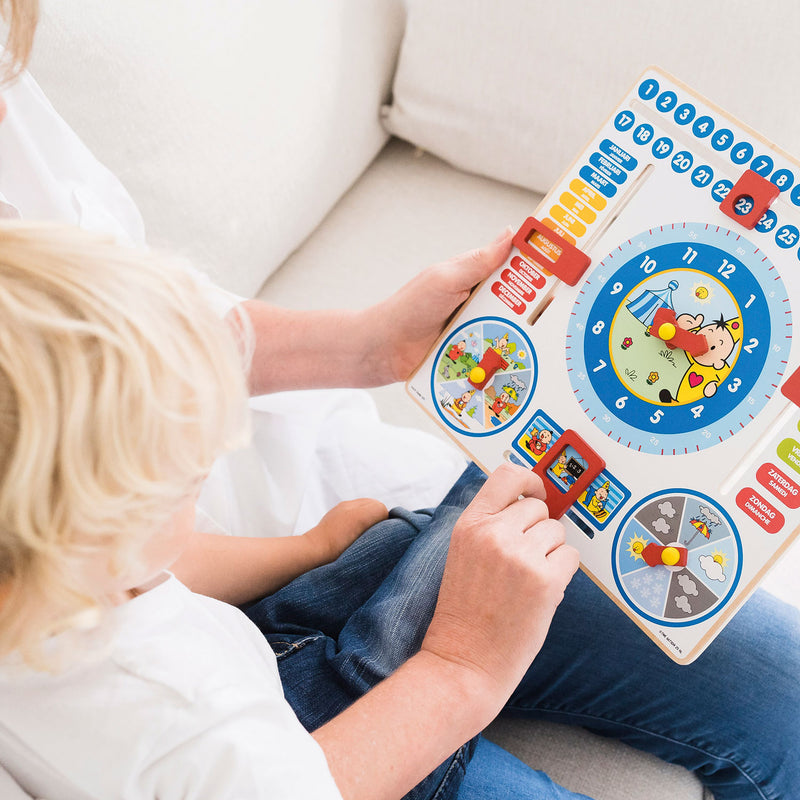 Load image into Gallery viewer, Bambolino Toys Houten Kalenderklok
