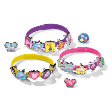 Bambolino peppa pig armbandjes maken set 3 schuif armbandjes met 18 bedels - speelgoed junior vanaf 3 jaar peuter kleuter