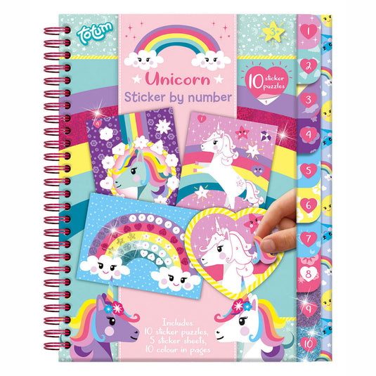Totum stickerboek stickeren op nummer eenhoorn