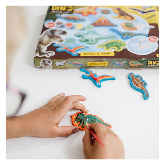 Totum dinosaurus junior knutselset gips en verfset dino forever model paint inclusief gips, 6 kleuren verf - cadeautip jongens