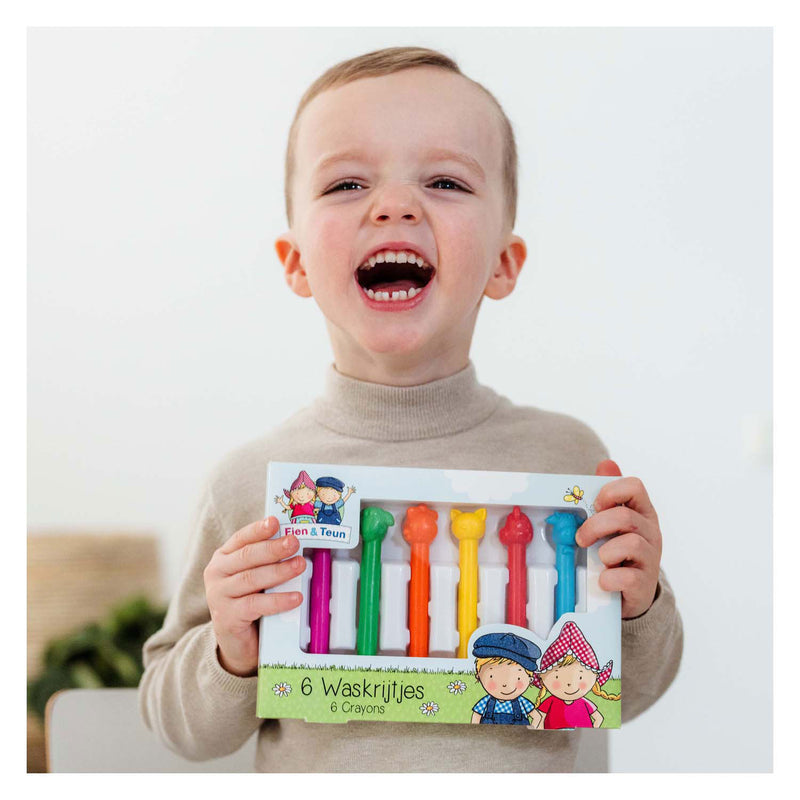 Afbeelding laden in galerijviewer, Bambolino fien teun waskrijtjes - creatief speelgoed - tekenen voor peuters, kleuters - boerderij dieren - toys - vanaf 3 jaar
