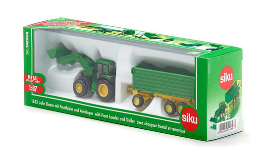 Siku 1843 john deere met aanhangwagen 1:87