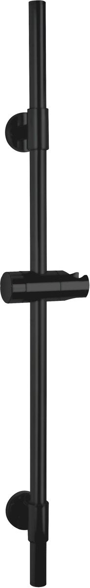 Wenko douchestang basic mat zwart rvs, lengte 66cm, diameter 19mm, met douchekophouder en 2 wandsteunen - glijstang mat zwart