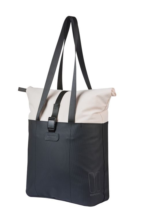 Load image into Gallery viewer, Basil b.v. tas basil vive shopper wit zwart | mik hooks | 20l
