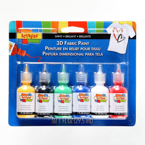 Scribbles • 3d fabric paint shiny 6pcs