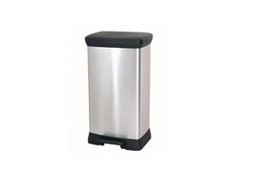 Curver vuilnisbak met pedaal - plastic - 50 liter - zwart zilver