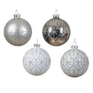 Kerstbal glas 2 kleuren assorti 8 cm | 12 stuks