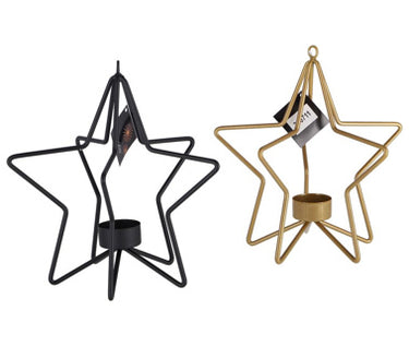 Kaemingk theelichthouder ijzer ster 2 assorti hoogte 22 cm