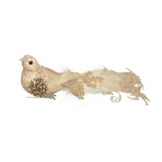 Kaemingk vogel foam pearls - glitter feather op clip 4 assorti 16,5 cm