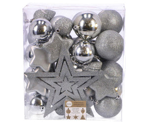 Edelman boom decoratie onbreekbaar zilver 40 stuks | 3 stuks