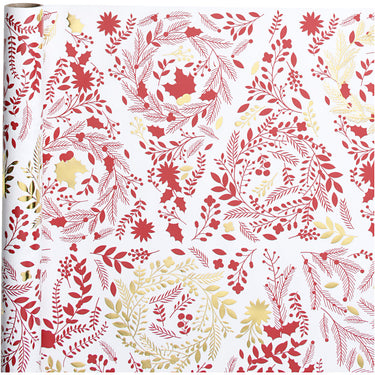 Creativ company inpakpapier, kerstbomen, b: 50 cm, 80 gr, goud, rood, wit, 3 m 1 rol