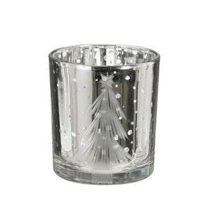Edelman theelicht houder kerstboom zilver - h8xd7cm