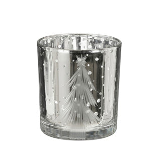 Edelman theelicht houder kerstboom zilver - h8xd7cm