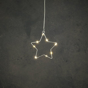 Edelman ster zilver warm wit 8led battery operated - d15cm