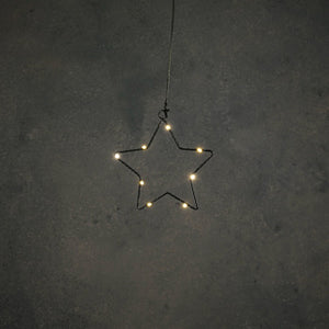 Edelman ster zwart warm wit 8led battery operated - d15cm