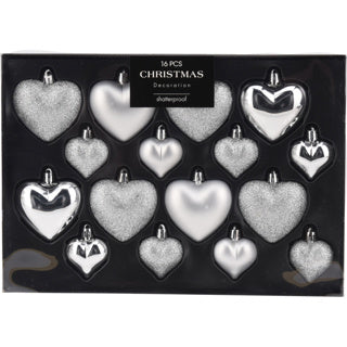 No brand kerstbal heart 8x65 8x45mm zil | 3 stuks
