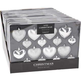 Afbeelding laden in galerijviewer, No brand kerstbal heart 8x65 8x45mm zil | 3 stuks
