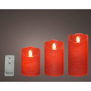 Led waving kaars wax wave top bo binnen mix rood h.15cm d.7.5cm
