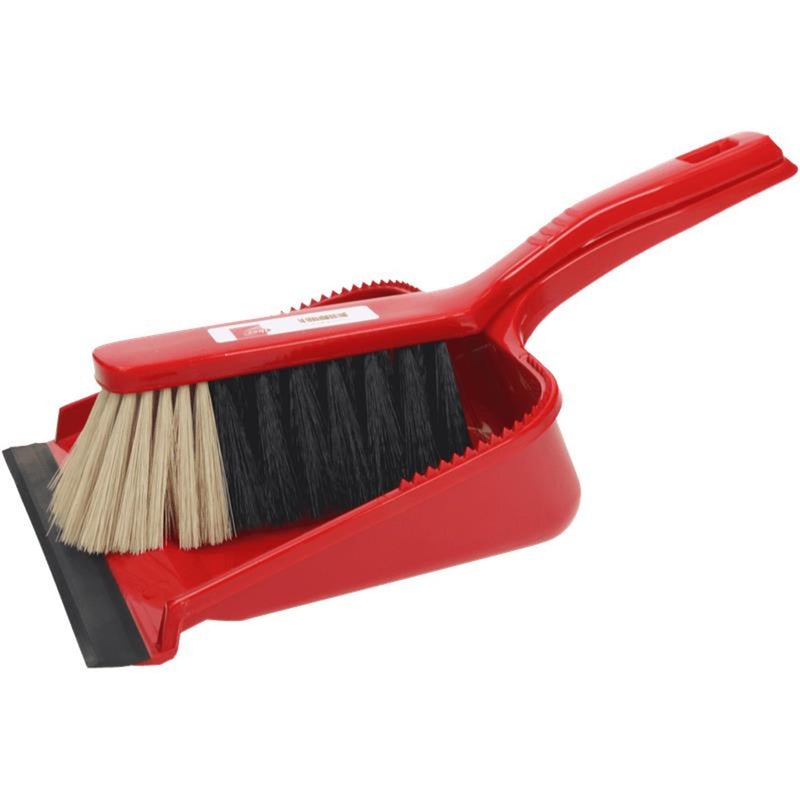 Load image into Gallery viewer, Stoffer en blik kunststof 22cm rood
