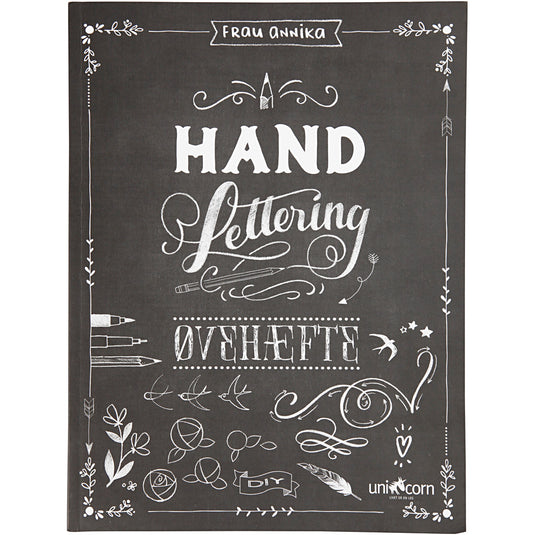 Handlettering - oefeningen, afm 21x28 cm, dikte 1 cm, aantal pagina's 63, 1 stuk, deense tekst