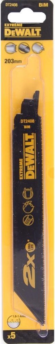 Dewalt dt2408l-qz serie - reciprozaagblad - 203mm - voor metaal en staal - 14 18 tpi