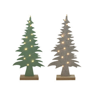 Kerstboom vilt beige l.groen led draad 51cm 2-ass | 4 stuks