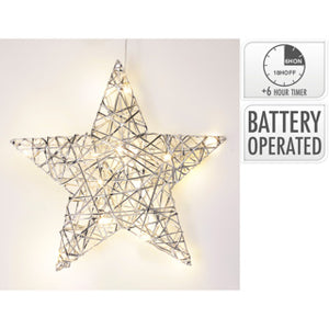 No brand ster 30cm met led zilver
