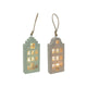 Grachtenhuis hanger beige groen vilt led 20cm 2 assorti