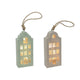 Grachtenhuis hanger beige groen vilt led 14,5cm 2 assorti
