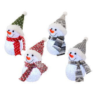 Led sneeuwpop stof steady bo binnen 4ass dia6cm x h.16cm | 24 stuks