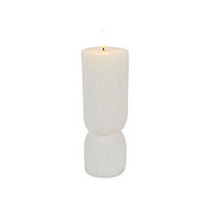 No brand led kaars ribbel wit d7x20cm 2xaa excl. | 3 stuks