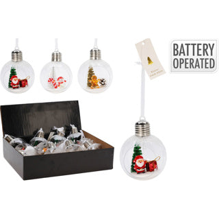 Kerstbal led 80mm 3ass design | 12 stuks