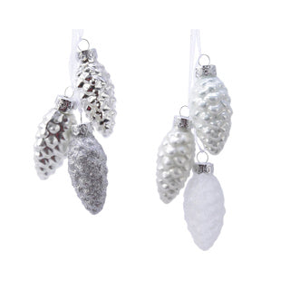 Dennenappel glas shiny,matt,glitter mixdia2.5cm x h.6cm